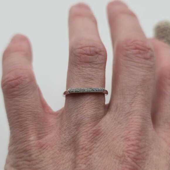 Size 7 Sterling Silver Bar Cubic Zirconia Gems Ring A3885 - Picture 4 of 9